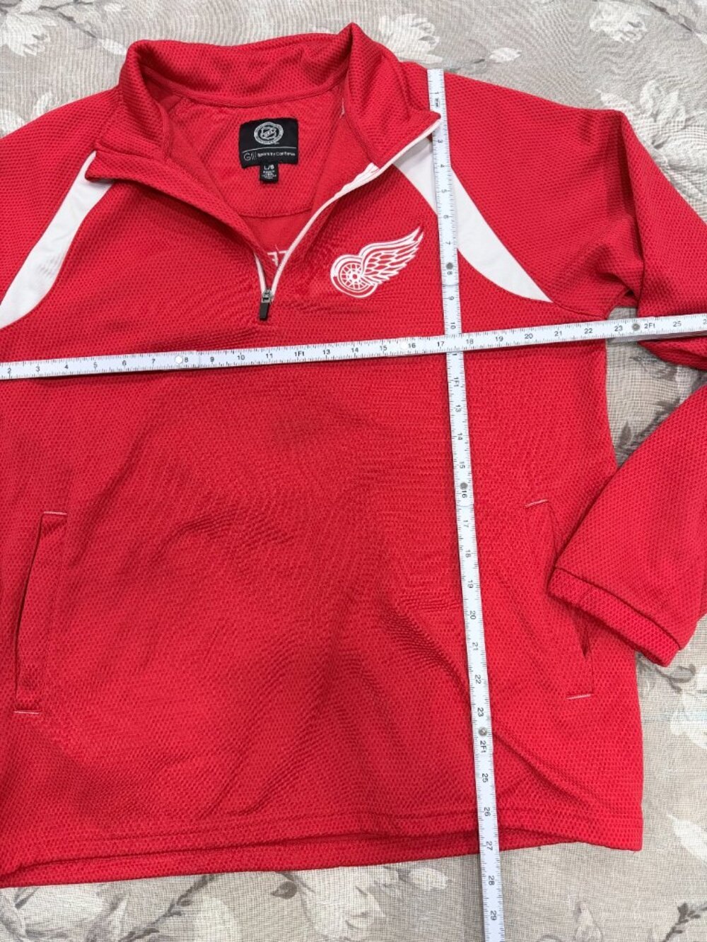 Detroit Red Wings NHL 1/4 Zip Pullover Jacket Womens L Fleece Lined Carl Banks - Picture 5 of 13